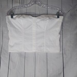 Express Poplin Corset Crop Coquette Contemporary Tube Top White Women's M NWT
